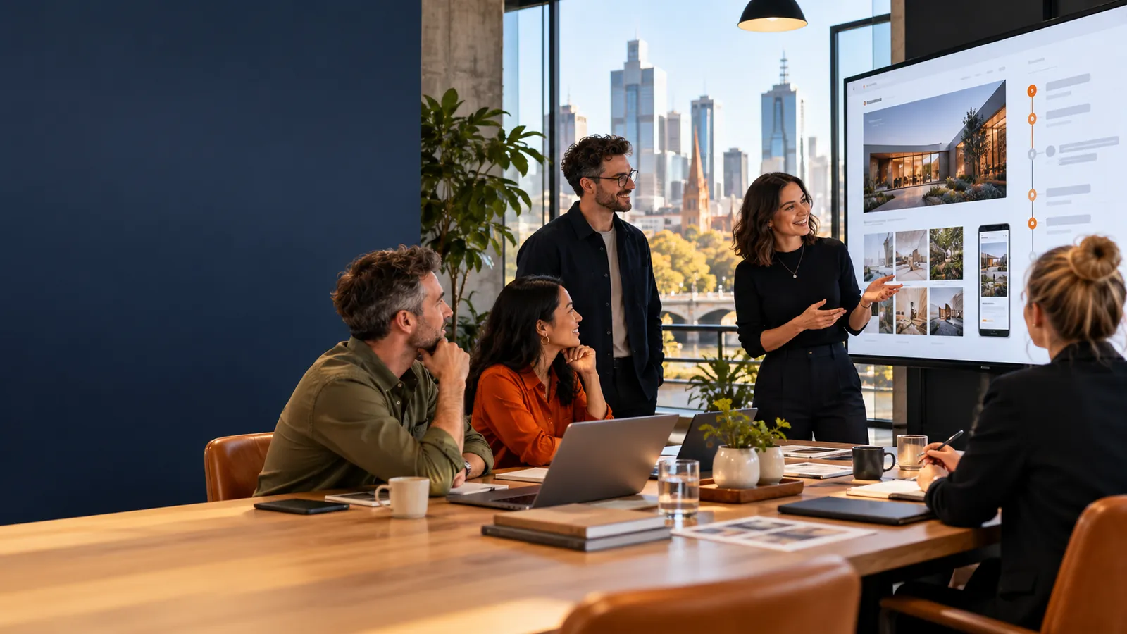 Melbourne business owners meeting a web design agency team