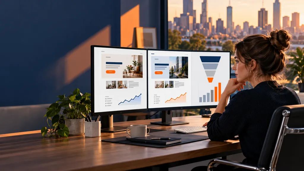 Conversion analyst comparing webpage tests and funnel performance