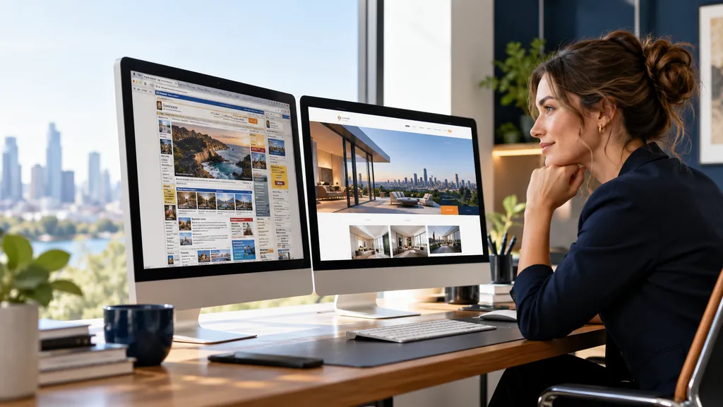 Outdated and modern small-business website designs compared side by side