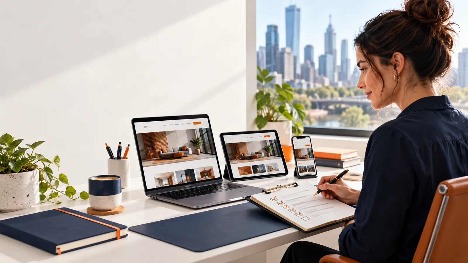 Responsive website launch checklist displayed across desktop and mobile screens
