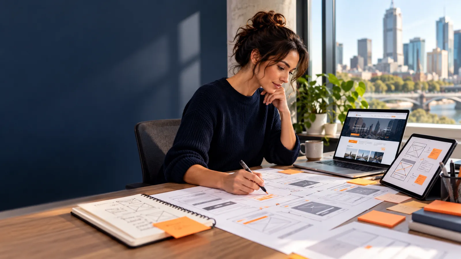UX specialist auditing a website interface and usability issues