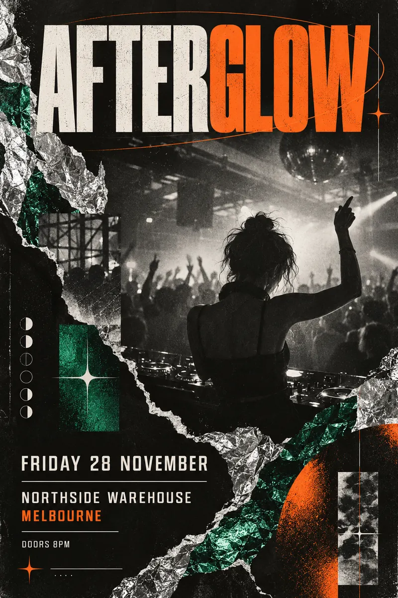 Melbourne Design Studio concept for Afterglow Event Poster, presented as a professional poster and campaign design portfolio example.