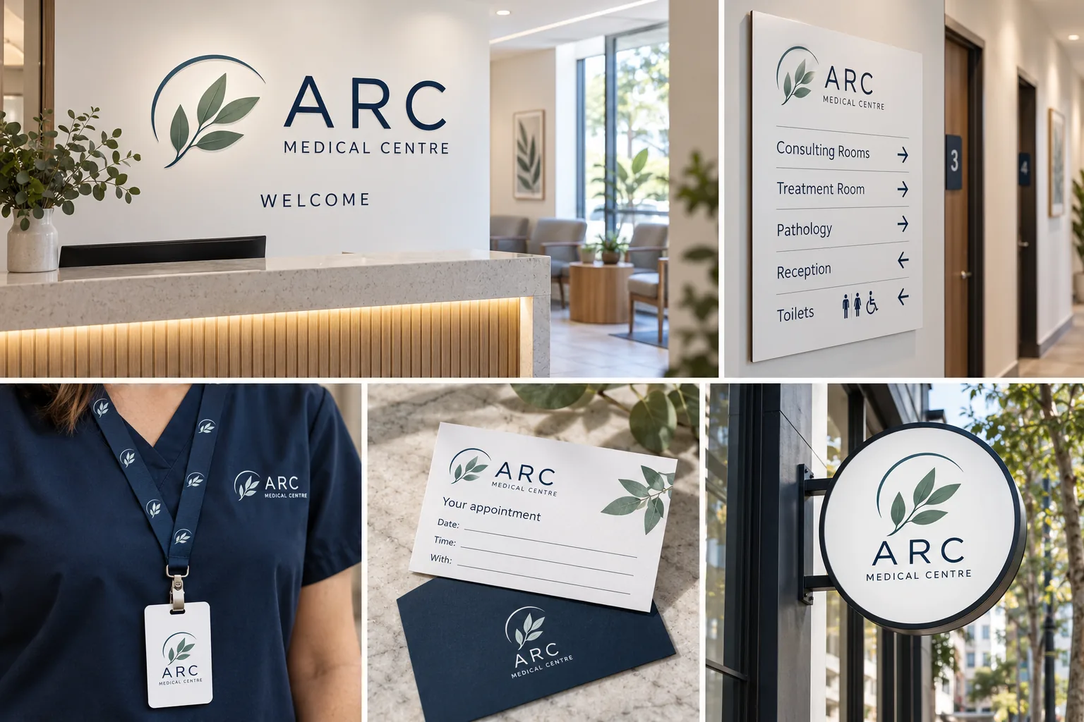 Melbourne Design Studio concept for Arc Medical Centre Wayfinding, presented as a professional signage and wayfinding design portfolio example.