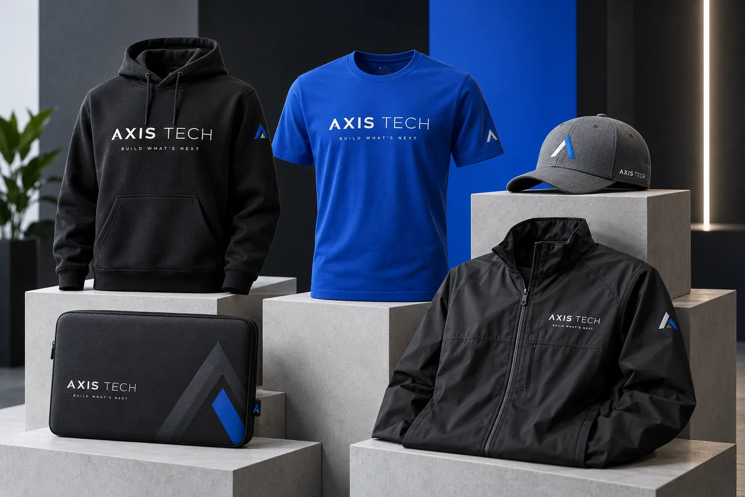 Melbourne Design Studio concept for Axis Tech Corporate Apparel, presented as a professional corporate apparel design portfolio example.