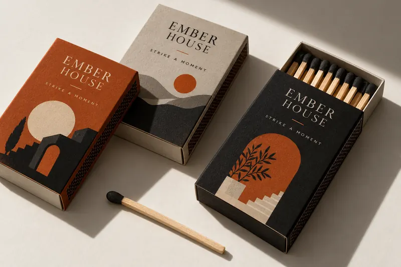 Melbourne Design Studio concept for Ember House Matchbox Packaging, presented as a professional packaging design portfolio example.