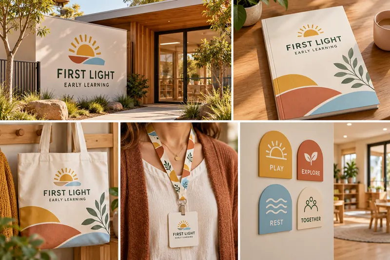 Melbourne Design Studio concept for First Light Early Learning, presented as a professional education brand design portfolio example.