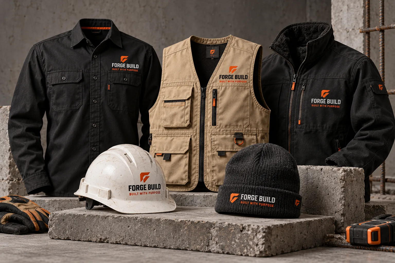 Melbourne Design Studio concept for Forge Build Workwear, presented as a professional corporate apparel design portfolio example.