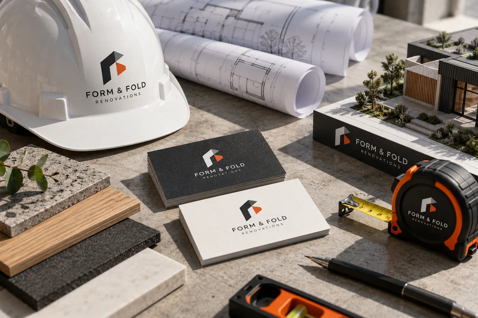 Melbourne Design Studio concept for Form and Fold Renovations, presented as a professional trade and service brand design portfolio example.