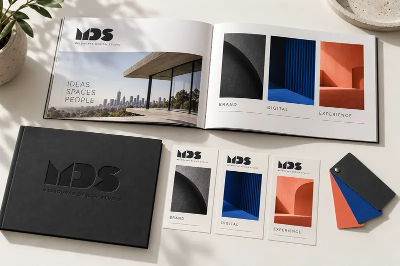 Melbourne Design Studio concept for MDS Capabilities Brochure, presented as a professional editorial and brochure design portfolio example.