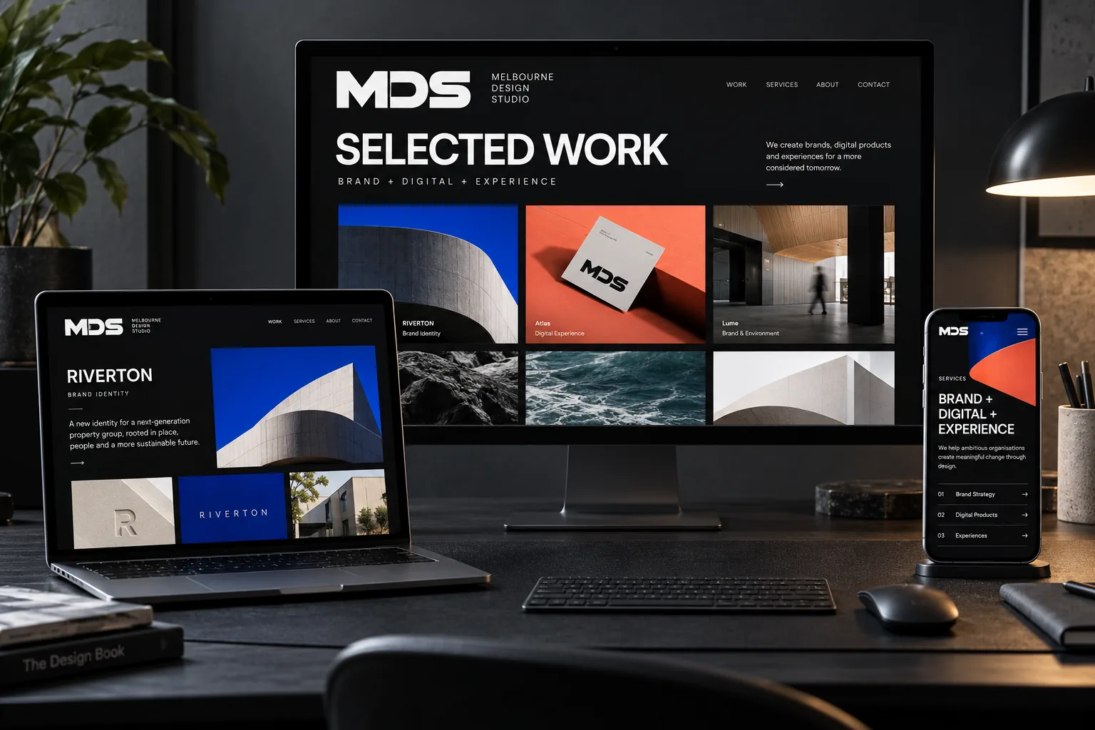Melbourne Design Studio concept for MDS Digital Portfolio Showcase, presented as a professional brand identity system portfolio example.