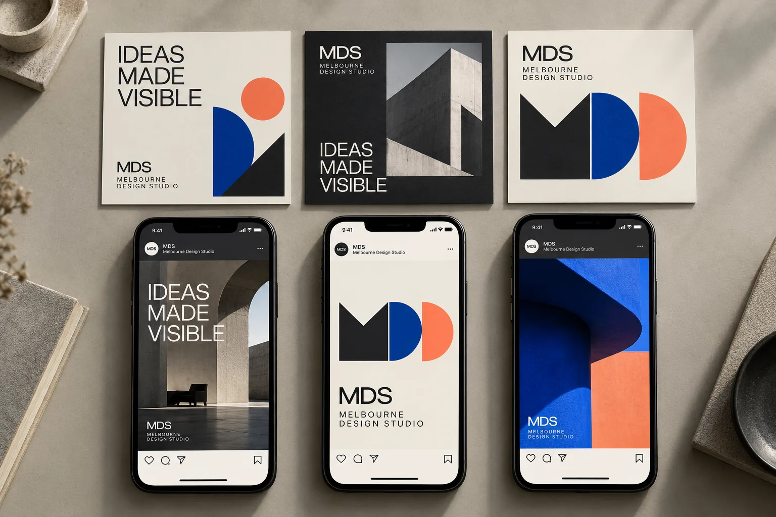 Melbourne Design Studio concept for MDS Social Campaign System, presented as a professional social media campaign design portfolio example.