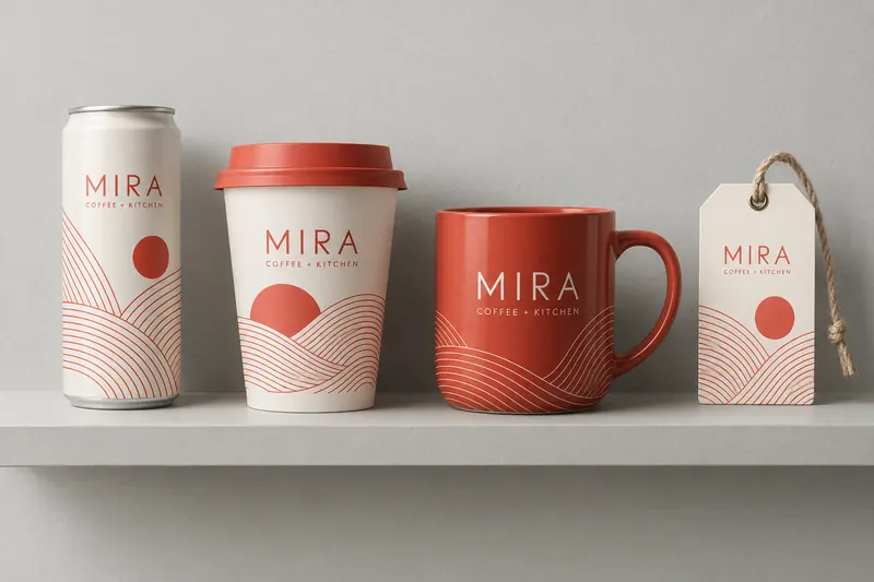 Melbourne Design Studio concept for Mira Cafe Takeaway System, presented as a professional hospitality brand design portfolio example.