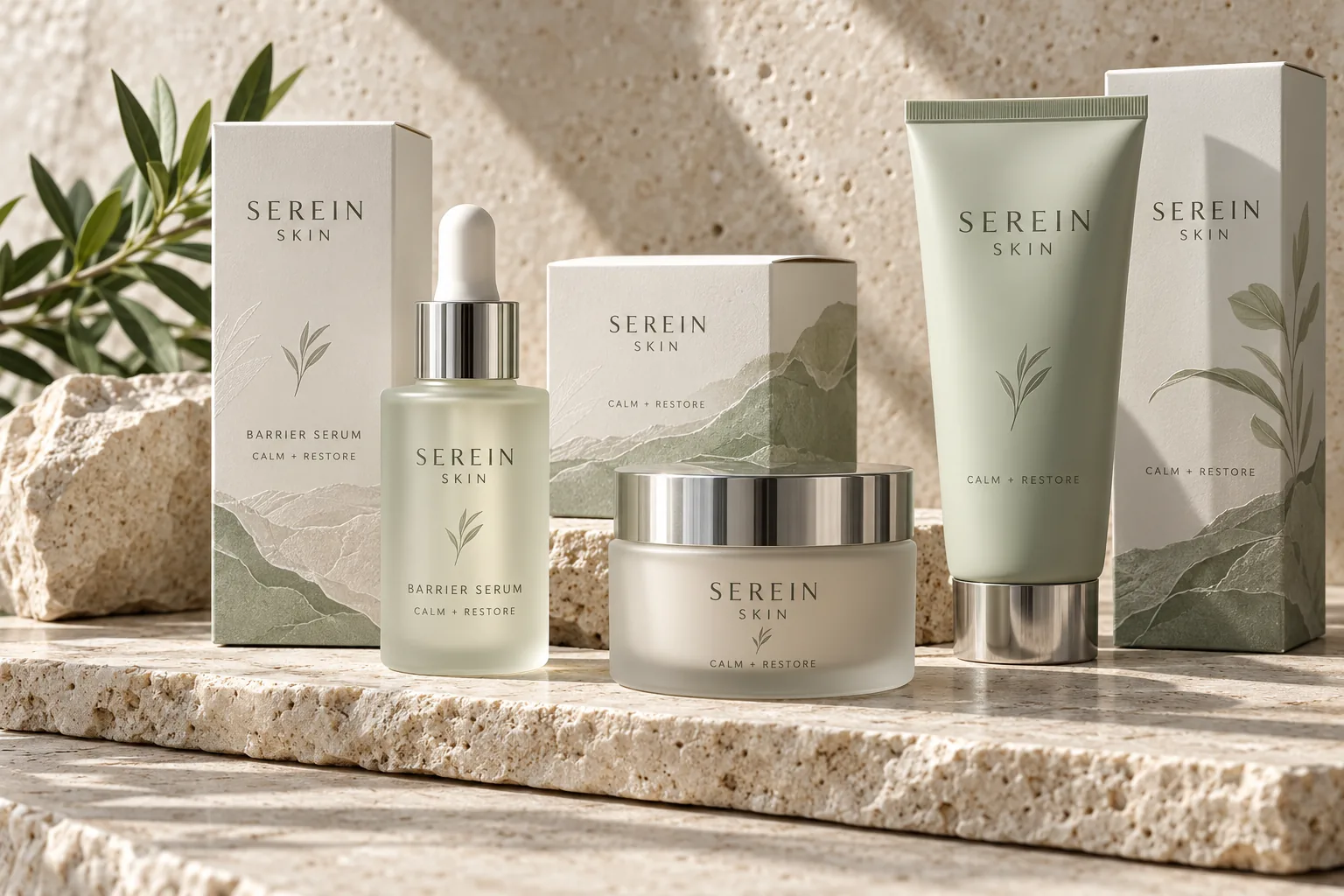 Melbourne Design Studio concept for Serein Skin Beauty Packaging, presented as a professional packaging design portfolio example.