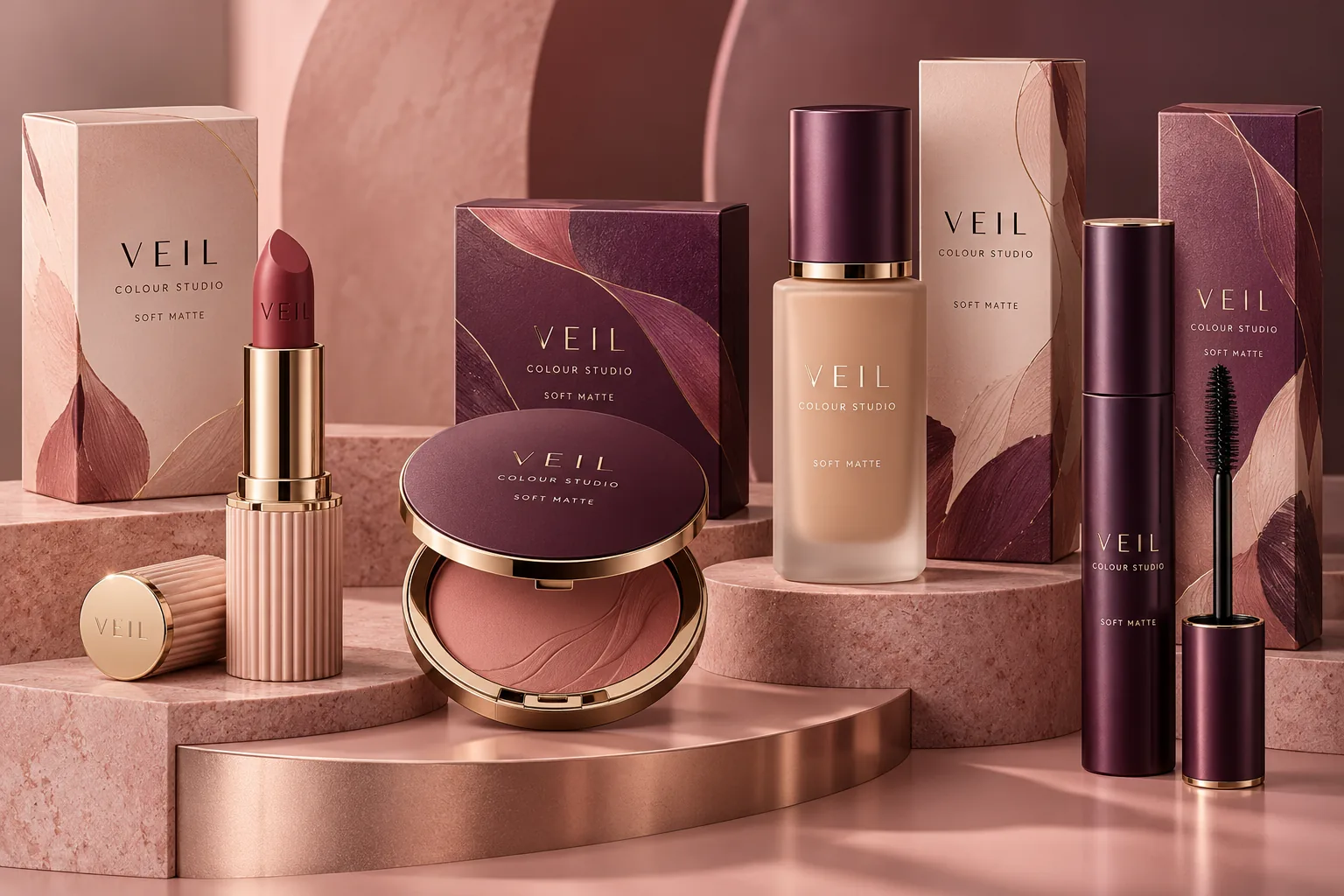 Melbourne Design Studio concept for Veil Colour Cosmetics Packaging, presented as a professional packaging design portfolio example.