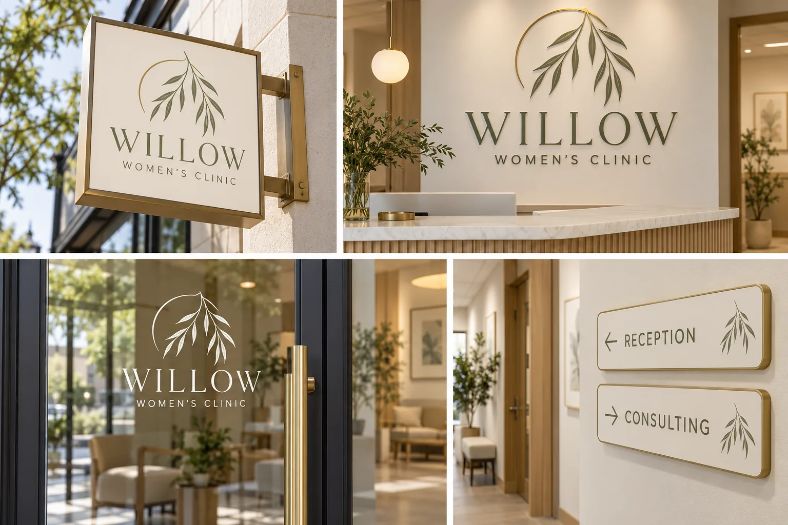 Melbourne Design Studio concept for Willow Womens Clinic Signage, presented as a professional signage and wayfinding design portfolio example.